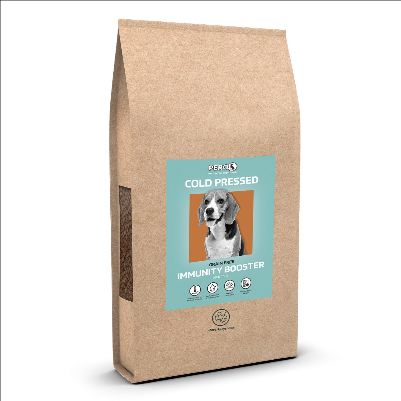 Pero Pero Cold Pressed Immunity Booster Goose Liver Salmon Turkey pet food packaging